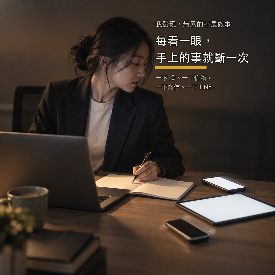 每看一眼,手上的事就斷一次